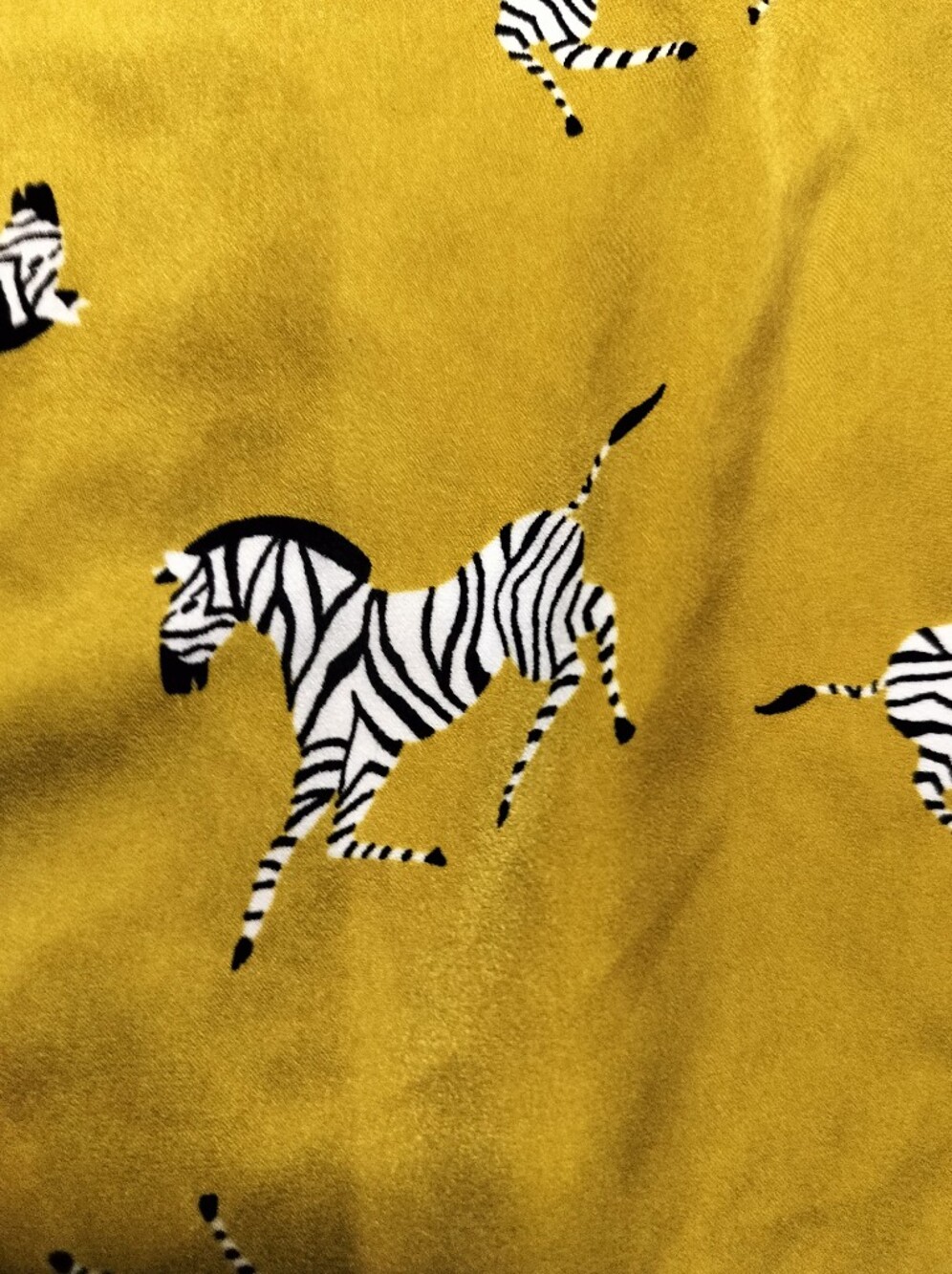 Room Service Zebra Print Button-Up Pj Shirt Mustard Yellow Purple Piping Small - Picture 5 of 7